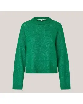 Brook Knit Drop Shoulder O-Neck, strik i grøn - Second Female