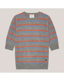 Mini Stripes Lady Sleeve, Cashmere strik med orange strib - BETA Studios