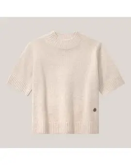 Mie Short Sleeves, Cashmere strik med korte ærmer i cream - BETA Studios