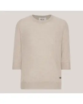 Anna Lady Sleeve, cashmere strik i cream med kort ærme - BETA Studios
