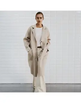 WBL Celine frakke i uld i sandfarvet - With Black