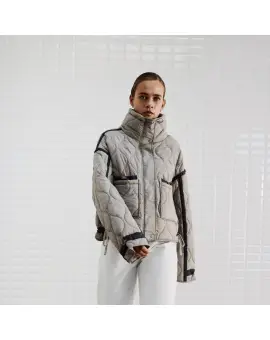 WBL Alba quilted jakke i sandfarvet - With Black