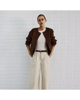 WBL Freya vegan suedebomber jakke i brun - With Black