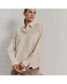 WBL Elvor LS Shirt, skjorte med strib i cream - With Black