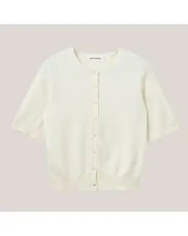 SunaSW Cardigan i cream med korte ærmer - Cardigan