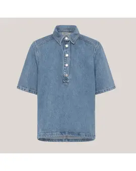 AbinaMW 139 Boxy Blouse, denim skjorte bluse med korte ærmer - My Essential Wardrobe