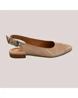 A16302 Beige jute polido, slingback i lys lak - 