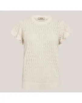 MMThora Frill Strik i cream med flæsekant - Mos Mosh