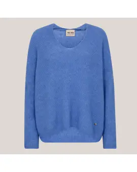 MMThora V-Neck Strik i himmel blå - Mos Mosh