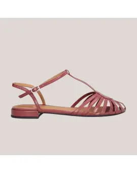 A8653 Håndlavet flad sandal i rosa lank - Sko, Loafers og ballarinaer