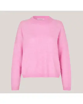 Bruuk Knit O-Neck strik med rund hals i pink - Second Female