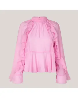 Naje Frill Blouse i pink med flæse detaljer - Second Female