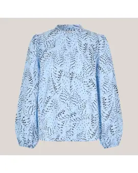 Livina Shirt, skjorte bluse i blå med mønster - Second Female