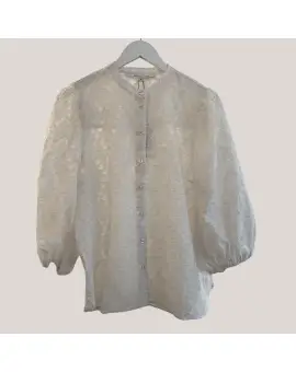 Meya Shirt, skjorte i cream med korte ærmer - Second Female