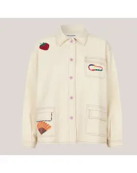 AprilLL Jakke i cream denim kvalitet med broderi - 