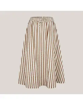 BristolLL Midi Skirt i strib Dark Mokka - 