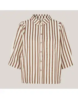 BonoLL Shirt, skjorte i strib Dark Mokka - Lollys Laundry Bluser & Skjorter