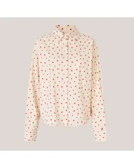 BleekerLL Shirt i bomuld med små røde hjerter - Lollys Laundry Toppe & T-shirts