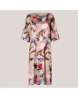 PBONorring silk dress i blomster motiv rosa - 