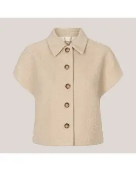 BOTona waist coat, kort jakke uden &aelig;rmer i sand plys - 