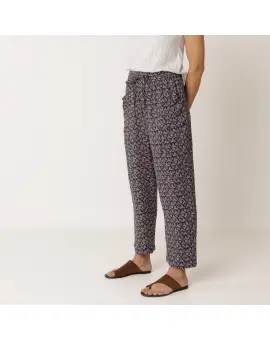 MI143 Pantalon, bukser i mørkeblå med mønster - INDI&COLD