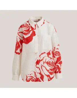 JORANGE Oversize Shirt - Skjorte transparent med orange print - Essentiel Antwerp