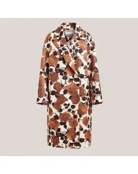 JUNTA Oversize Coat - Dobbeltradet frakke i off-white og brun - Essentiel Antwerp