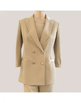JU25LAW Jacket, Blazer med satin krave i Platino sand - Blazer