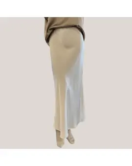 GHN4LBA Skirt, lang satin nederdel i champange farvet - Nederdele