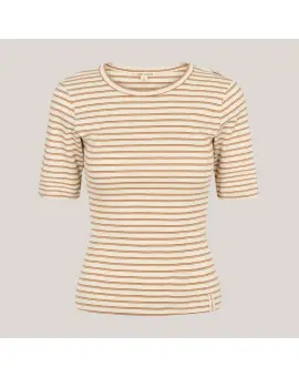 ESBlossom Stripe 2/4 T-shirt GOTS - Brun Stribet - Basic