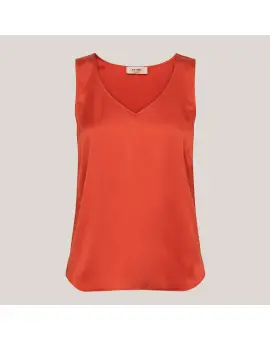 MMAstrid V-Neck Silk Tank Top i Spicy Orange - Mos Mosh