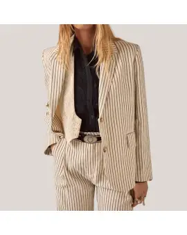 Bobby Blazer jakke capri, hvid blazer jakke med strib - Blazer