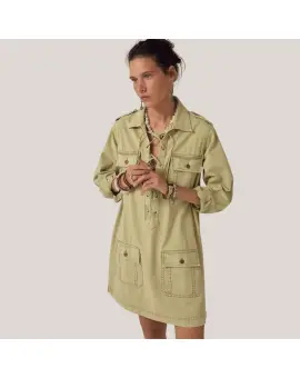 Thalassa Short Dress i støvet grøn - Kjoler