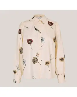 Floco Shirt i bomuld med blomster print i cream - Second Female