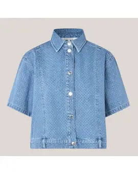 Cama Denim Shirt, blå denim skjorte med korte ærmer - Second Female Jakker & Veste