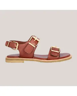 T8014-086 sandal i cognac farvet med spænder - Sandaler