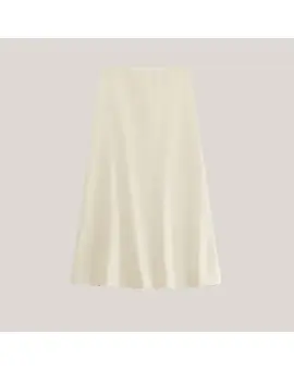 GHI5LBA Satin nederdel i medium længde i Gesso - Nederdele