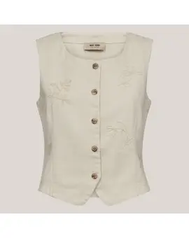 MMDonia Rinna Vest, denim vest med broderi i cream - Sommer SALE - 50%