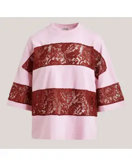 EA-JEMIX Striped Lace T-Shirt - Rosa - Faded Violet - Sommer SALE - 50%