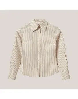 WildaSW Slim Fit Shirt, skjorte med stribe i lys sand - Sommer SALE - 50%