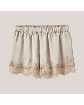 VadeSW Lace Detailed Shorts, satin shorts med blonder i Feather Grey - Sommer SALE - 50%