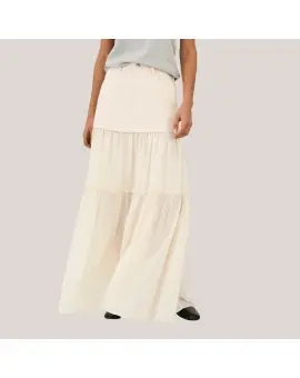 IVY-Angie Mix Long Skirt, lang nederdel i cream - Sommer SALE - 50%