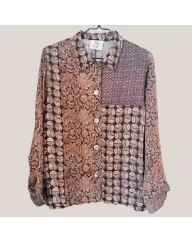 LEO shirt, skjorte bluse i brunt print - Sommer SALE - 50%