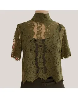 RIT8LGQ Blonde Boleo top i grøn med bindebånd i nakken - Imperial Toppe & T-shirts