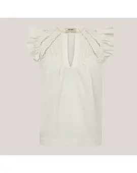 MMWoda Izha Blouse, lys bomulds top i ecru - Mos Mosh