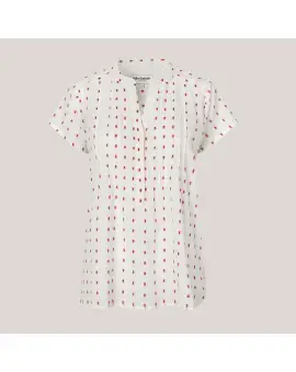 HeatherLL blouse, bomulds skjorte med pinke motiver - Sommer SALE - 50%