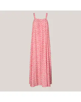 LungoLL Maxi Dress, lang kjole i pink mønster - Kjoler