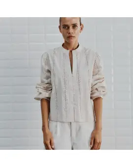WBLELECTRA LS BLOUSE, Skjorte i bomuld i sand - With Black