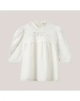 MaiaSW Embroidered Cut-out Top i cream - Sommer SALE - 50%