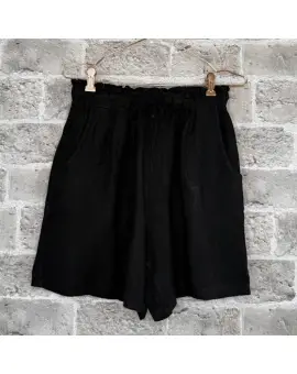 8286 Mixu hørshorts i sort - Shorts